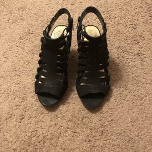 Black open toe heels